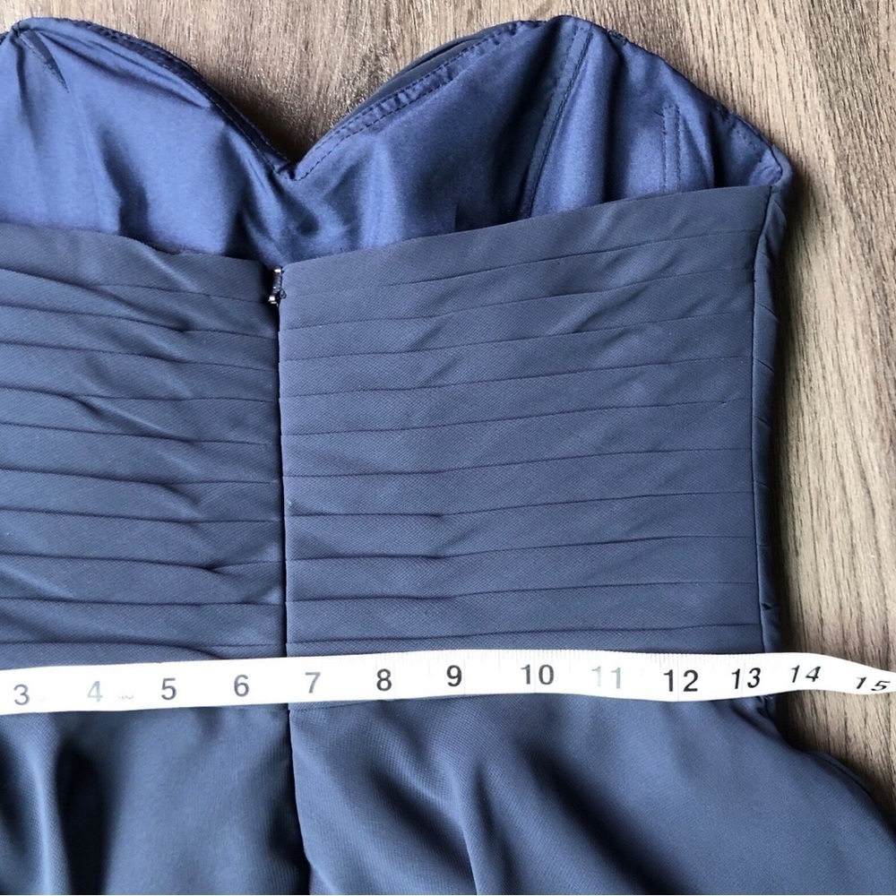 Mori Lee Strapless Slate Blue Cocktail Dress - Picture 7 of 10